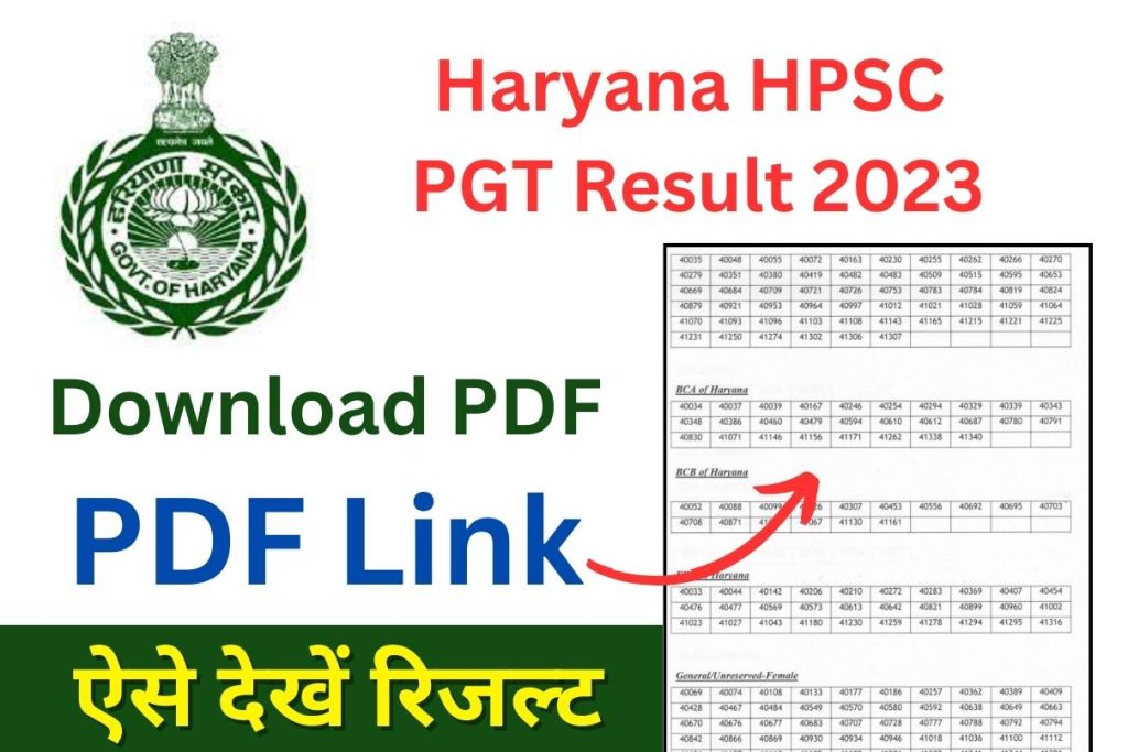 Haryana HPSC PGT Result 2023 Link for Screening Test, Download PDF
