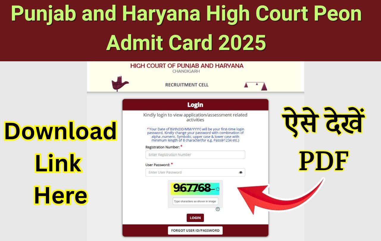 Punjab and Haryana High Court Peon Admit Card 2025 OUT for Written Exam, Download Link